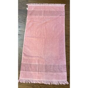 One VTG Cannon Monticello Pink Towel Bath Sized Fringed 44" X 22"